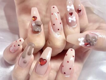 ガーリー/くま/ロングネイル