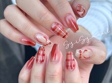 ネイルアンドアイラッシュ シシュ なんば本店(nail&eyelash SyiSyu)/リボンチェックネイル