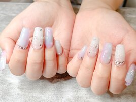 ★ラメホワイト×水滴ネイル★