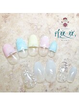 ネイルサロン 阡夜一夜/パステルデニム☆フラワーレース