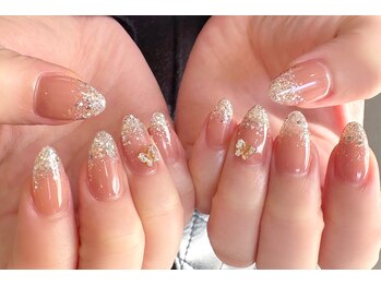 ネイルマジック 仙台一番町店(NAIL MAJIC)/ラメグラと蝶々ワンホンネイル