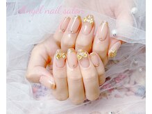 エンジェルネイルサロン(Angel nail salon)/リボン&ゴールドフレンチ