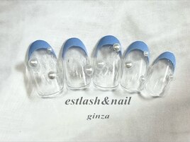 クリア水色フレンチネイル