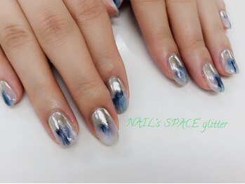 ネイルズ スペース グリッター(NAIL'S SPACE glitter)/ニュアンスネイル×ミラーネイル