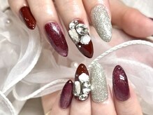ネイルマフィア 新宿(NAIL MAFIA)/Vカット/ボルドー