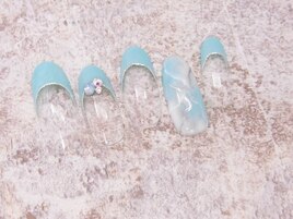 (1744)天然石風ポイントネイル