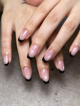 ボンテ ネイルサロン(atelier Bonte)/マグ×黒フレンチ