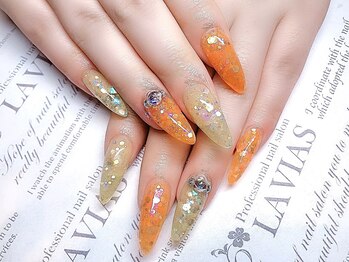 プロフェッショナル ネイルサロン ラヴィアス(LAVIAS)/スカルプ☆ワンカラ-＋アート2本