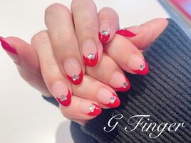 赤フレンチ×ハートネイル♪