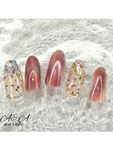 エーアンドエー 蕨店(A&A)/押し花×蝶々ニュアンスネイル