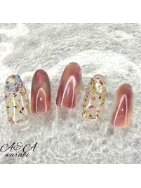 押し花×蝶々ニュアンスネイル