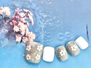 フラワー×ラメ