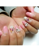 心の郷/ガーリーフラワーネイル