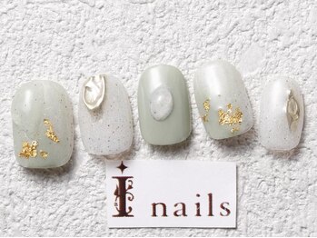 アイネイルズ 梅田店(I nails)/ニュアンスミラー天然石￥8200