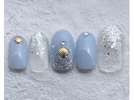 ブルー系シェルネイル