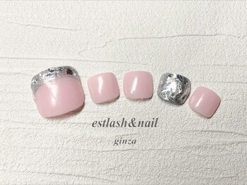 エストラッシュアンドネイル 銀座店(est lash&nail)/フットガラスフレンチネイル