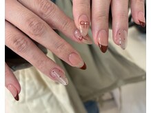 ランド ネイル 博多(LAND)/ボルドー×リボンby.rena