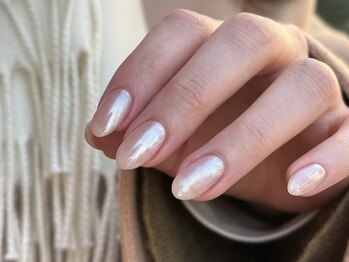 エフェム 表参道(ephem)/ホワイトピンクミラーネイル