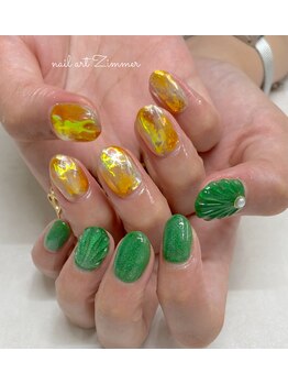 ネイルアート ジマー/90minart のちぐはぐネイル