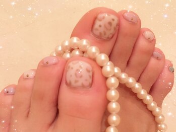 ボネール(nail ＆ eyelash Bounail)/パステル　フット　ヒョウ柄