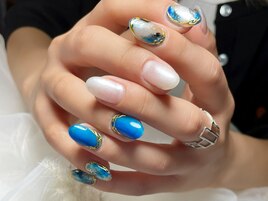 夏はブルーネイルで海に行く♪