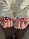 リボン×ハートネイル