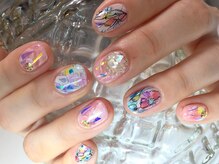 ネイル サロン コービーズ(nail salon COBES)/手描きフラワー&隠れ猫