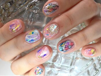 ネイル サロン コービーズ(nail salon COBES)/手描きフラワー&隠れ猫