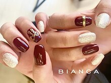 ビアンカ ネイルサロン 大宮店(Bianca)/ボルドー×ゴールドミラー