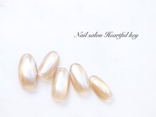 ネイルサロン ハートフルキー(Heartful key)/艶マグ×ミラーネイル¥9000