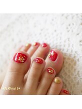 たゆ ネイル(たゆnail)/夏色の赤フットネイル☆