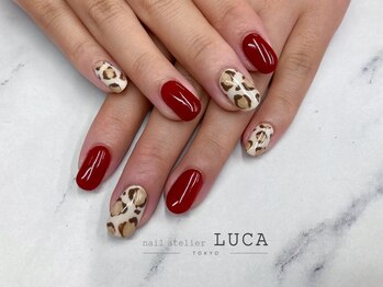 ネイルアトリエルカ(nail atelier LUCA)/W-982 ボルドーレオパードネイル