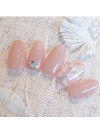 桜、手描きネイル