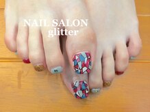 ネイルサロン グリッター(NAIL SALON glitter)/ステンドグラス風フットネイル