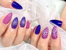 ネイルネージュ 錦糸町(Nail Neige)/持ち込み/ヒョウ柄/バイカラー