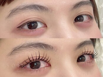 ソルア 上本町(solua)の写真/流行りの束感まつ毛お任せください♪束感コーティングのお仕上げ方法もお伝え!まつエクの悩みはこれで解決!