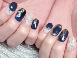 メンズ桜ミラーネイル　マーボー