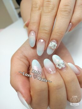 アモ ラブネイルズ(AMO Love nails)/ホワイトグラデーション