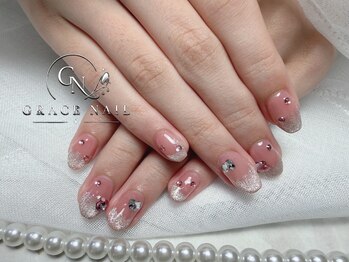 グレースネイル(GRACE NAIL)の写真/新規オフ無料できるサロンでマグネットフレンチで可愛いデザインを。上品で可愛らしく理想を叶える☆