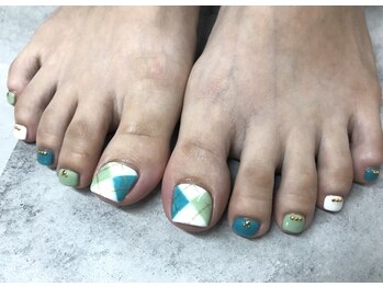 footアーガイル柄ネイル