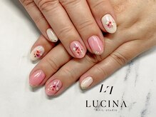 ネイルスタジオ ルキナ(LUCINA)/c-227 大人可愛い押し花ネイル