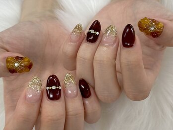 ディーネイル 池袋(D-nail)/【山崎】ぷっくりお花べっ甲