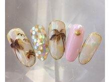 ラリュールネイル(L'Allure nail)/リゾートヤシ★タイダイ柄8200