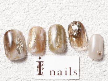 アイネイルズ 梅田店(I nails)/ぷっくりミラーニュアンス