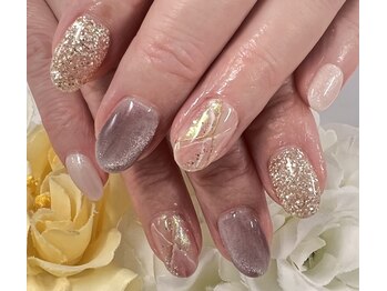 ダブルネイル(Double Nail)/(堀川)大理石マグネットネイル