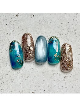 ネイルアンドまつげ リュフェール 五反田(Nail Lufaire)/ターコイズブルーネイル