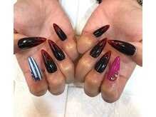 エスフィーネイルサロン ブリーユ(Esfy nailsalon Brille)/赤黒ファイヤーネイル