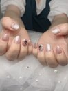 ピンクマグネットネイル