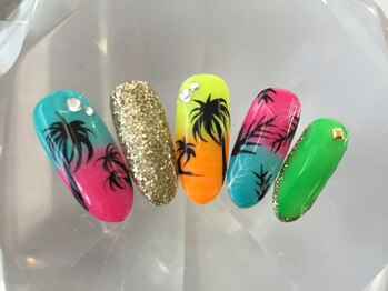 ラリュールネイル(L'Allure nail)/ネオンリゾートヤシネイル¥8200