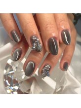 ネイルサロンEUB/大人ブラックマグ+蝶々